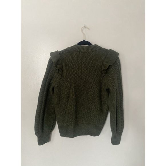 Madewelll Hollydene Ruffle-Shoulder Pullover Sweater Merino Wool Blend Medium - Picture 2 of 3